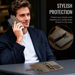 Detachable 2-in-1 Leather Wallet Case for Samsung Galaxy – Magnetic Card Holder, Kickstand & MagSafe-Compatible Design