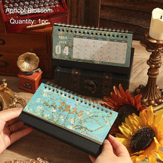 2025 Vintage Painting Coil Desk Calendar With Memo Notes