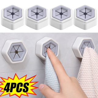 1-4PCS Punch Free Towel Plug Holders Wall Mounted Bathroom Storage Holders