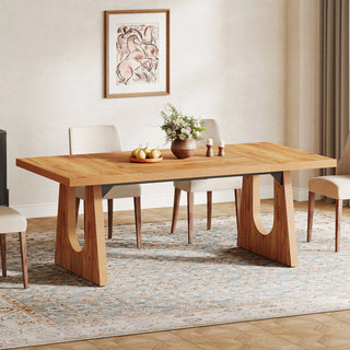 Large Dining Table for 6–8 People – 70.9" Rustic Wood Rectangular Table with Black Wooden Legs