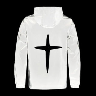 Men’s Night Reflective Hooded Cross Print Jacket