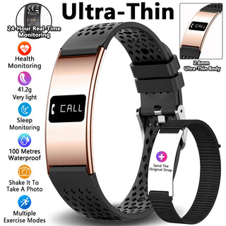 Ultra Thin Smart Fitness Bracelet – Heart Rate, Sleep & Activity Tracker Watch Compatible with Android & iOS