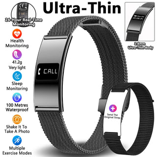 Ultra Thin Smart Fitness Bracelet – Heart Rate, Sleep & Activity Tracker Watch Compatible with Android & iOS