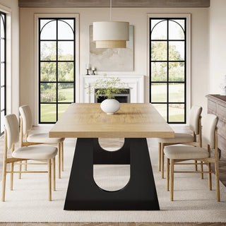 Large Dining Table for 6–8 People – 70.9" Rustic Wood Rectangular Table with Black Wooden Legs