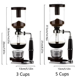 5-Cup Heat-Resistant Glass Siphon Coffee Maker – Vacuum Brewer with Reusable Cloth Filter & Burner