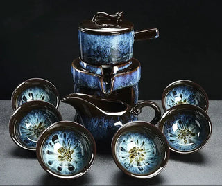 The Kung Fu Teapot Collection 8-Piece Semi-Automatic Chinese Ceramic Purple Clay Tea Set