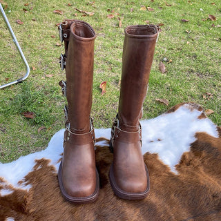 Full Grain Knee-High Buckle Boots