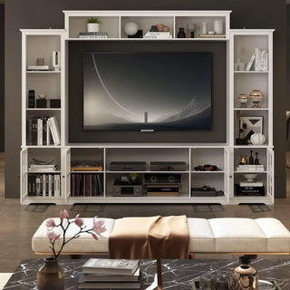 FUFU&GAGA Modern Media Center with Glass Cabinets