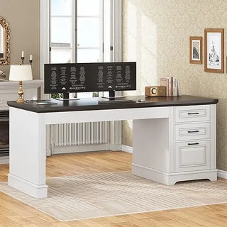 Farmhouse 55" Executive Office Desk with 3 Drawers