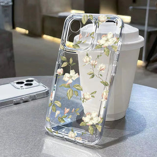 Clear Floral iPhone Case – Shockproof Soft Silicone Cover with Camera Lens Protection