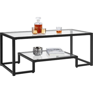 Geometric-Inspired Design & Metal-Frame, Tempered Glass Coffee Table