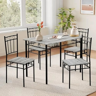 Kitchen Dining Table Set for 4 – 5-Piece Rectangular Dining Room Set with 4 Chairs