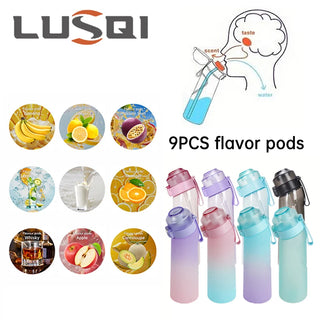 LUSQI 650ML Air Flavored Water Bottle With 9 Flavor Pods