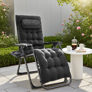 Set of 2 Zero Gravity Reclining Chairs – Portable Outdoor Lounge Chairs with Cup Holder Tray, Adjustable Headrest, Foldable Patio & Camping Recliners