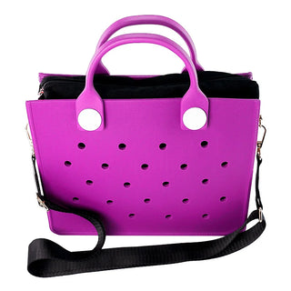 Compact EVA Shoulder Bag – Waterproof Tote & Handbag with Charm Holes