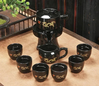 The Kung Fu Teapot Collection 8-Piece Semi-Automatic Chinese Ceramic Purple Clay Tea Set
