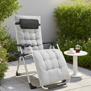 Set of 2 Zero Gravity Reclining Chairs – Portable Outdoor Lounge Chairs with Cup Holder Tray, Adjustable Headrest, Foldable Patio & Camping Recliners