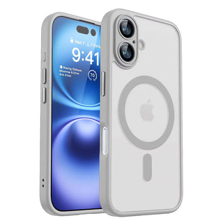 Magnetic Luxury Armor Shockproof iPhone Case, Matte Translucent MagSafe-Style Bumper Cover with Lens