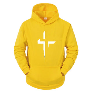 Faith Cross Print Hoodie – Men’s Autumn/Winter Streetwear Pullover