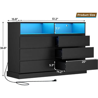 LuminEdge 6-Drawer LED Dresser