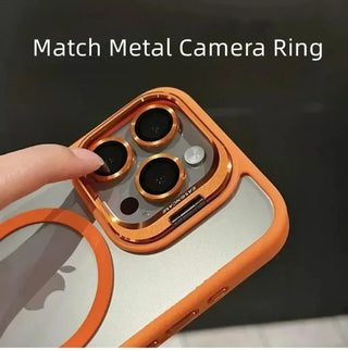 Luxury Magnetic Shockproof iPhone Case with Stand, Full Coverage Clear PC + TPU Cover, MagSafe-Style Ring, Lens Protection, Anti-Scratch Design for iPhone 17 16E 16 15 14 13 12 11 Series