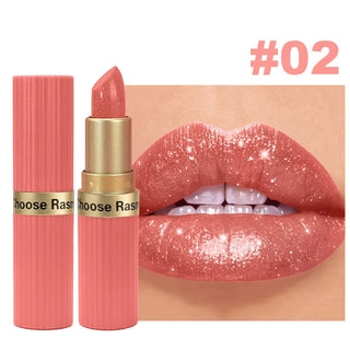Pearlescent Pink Glitter Velvet Lipstick, Metallic Matte Shimmer Diamond Lip Color, Waterproof-Style Long-Lasting Women’s Makeup Cosmetic