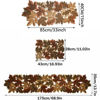 Autumn Maple Leaf Embroidered Table Runner – Rustic Thanksgiving & Fall Harvest Table Decor