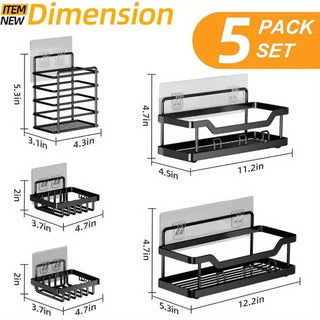 ZHOHO TANT 5-Pack Adhesive Shower Caddy Set