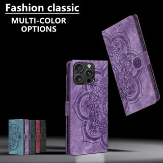 Luxury 3D Floral Leather Wallet Case for iPhone – Flip Cover with Card Slots, Kickstand & Magnetic Closure