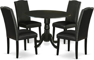 5 Piece Dining Room Furniture Set W/ Faux Leather Upholstered Chairs.