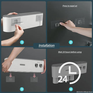 MENGNI Magnetic Adsorption Inverted Toothbrush Holder – Smart Storage & Automatic Squeezer