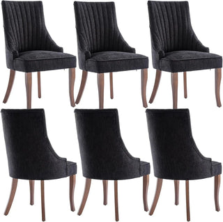 Linen Dining Chairs Set of 4/6 – Channel Tufted Upholstered Accent Chairs