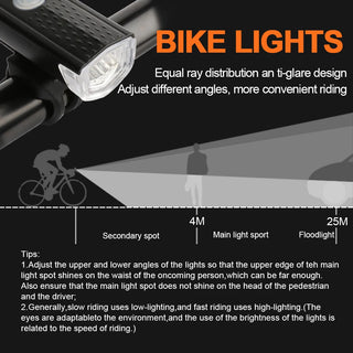 USB Rechargeable Front Light with Taillight Bike Light Set