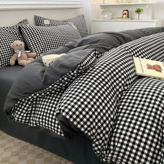 Nordic Plaid Washed Cotton Bedding Set