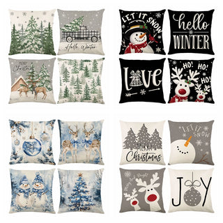 4pcs Christmas Cushion Covers – Merry Christmas Linen Pillowcases