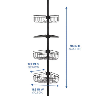 Mainstays 3-Shelf Tension Pole Shower Caddy, Oil-Rubbed Bronze