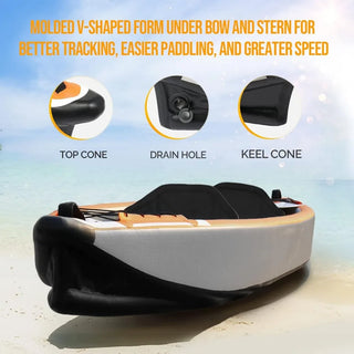 Inflatable Kayak , 7.6 FT Aluminum Oars, Foot Pedal Air Pump