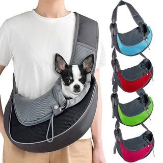 Pet Carrier Sling Bag for Small Dogs & Cats – Breathable Mesh Crossbody Puppy Travel Carrier Backpack Shoulder Bag with Safety Hook & Storage Pocket