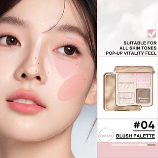 Judydoll4-Color Highlighter & Contour Palette, Matte & Shimmer Powder Face Palette for Nose Contour, Jawline Sculpting, Brightening, and Natural Everyday Makeup
