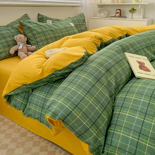 Nordic Plaid Washed Cotton Bedding Set