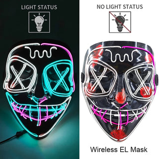 Wireless Neon LED Purge Mask – Glow-in-the-Dark Cosplay Horror Mask