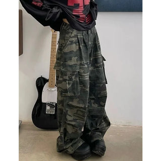 Military Camo High-Waist Baggy Jeans