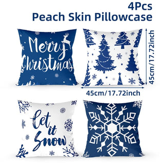 4pcs Christmas Cushion Covers – Merry Christmas Linen Pillowcases