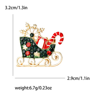 Christmas Enamel Brooch – Festive Sleigh, Reindeer, and Holiday Car