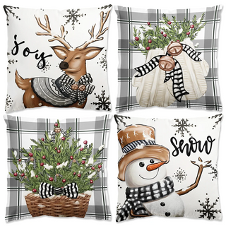 4pcs Christmas Cushion Covers – Merry Christmas Linen Pillowcases