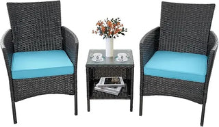 Terrace Furniture Set with PE Rattan Wicker Chairs