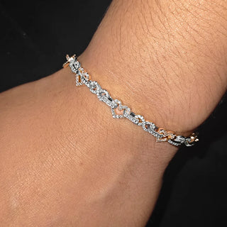 Exquisite 8mm Full Iced-Out Moissanite Infinity Heart Bracelet