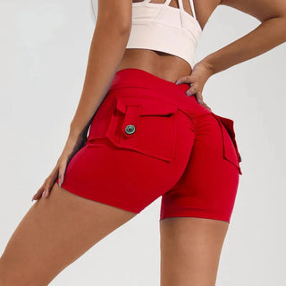 CEODOGG Nylon Women Scrunch Button Booty Shorts