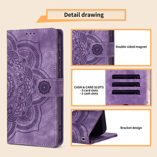 Luxury 3D Floral Leather Wallet Case for iPhone – Flip Cover with Card Slots, Kickstand & Magnetic Closure