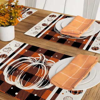 Fall Plaid Pumpkin Placemat Set of 4